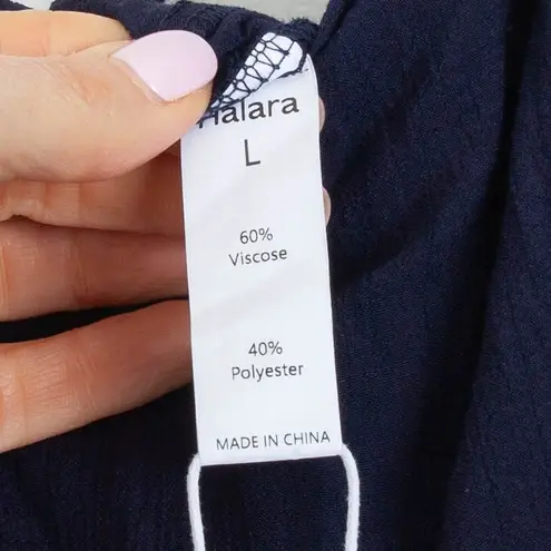 Halara NWT Womens Spaghetti Strap Lace Up Jumpsuit Cropped Size L Blue Gauzy