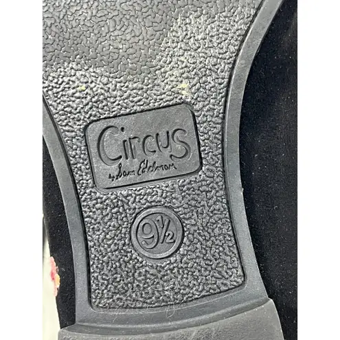 Circus by Sam Edelman Women's Embroidered Suede Loafer Flats Black & Pink Sz 9.5