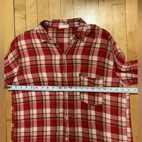 CP Shades Red Plaid and Gingham Gauze Cotton Button Down