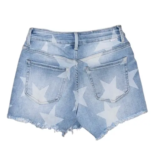 Risen Jean Shorts Star Patterned Denim Women Small Light Acid Wash High Waist Blue