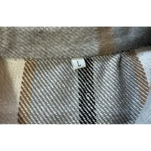 Women’s Shacket Tartan Long Open Black Grey Plaid Utility Jacket Pocket Size L Gray Size L