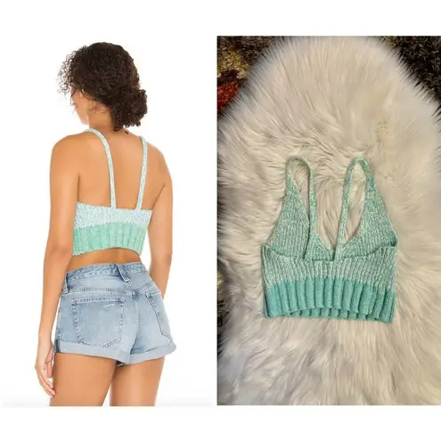 Free People  Crochet Knit Brami Tank Top | Mint / Ivory Combo | XS