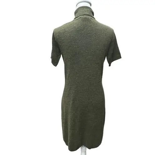 JILLIAN JONES Olive Green Wool Blend Turtleneck Sweater Dress Womens Size S