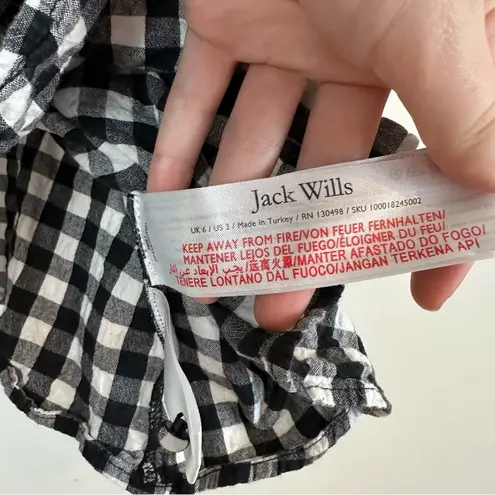 Jack Wills | Black and White Gingham Button Front Sleeveless Top Size 2