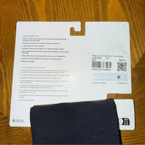 Lululemon  Fast & Free Run Tube Belt M/L Black Reflective
Hiking Utility Pack New