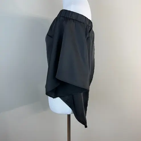 Seek The Label Crop Top XS Black Off Shoulder Flowy Sleeve Back Slit Whimsigoth