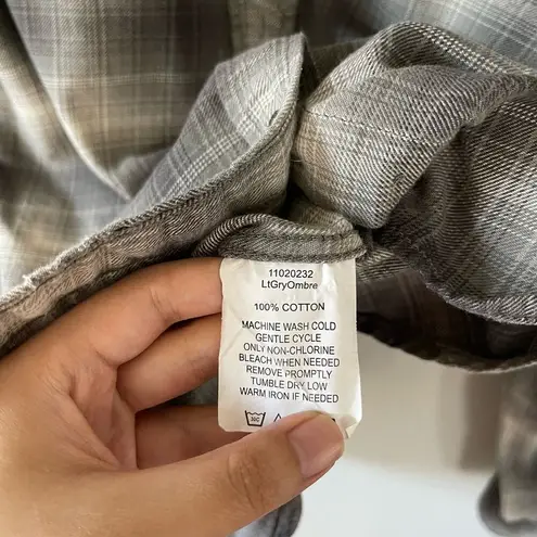 Filson Light Gray Ombre Plaid Flannel Button Down Shirt (S)