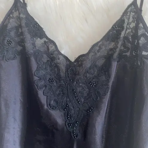 Cacique Chemise Size M Vintage Lace Floral Ruffle Spaghetti Strap Slip Dress