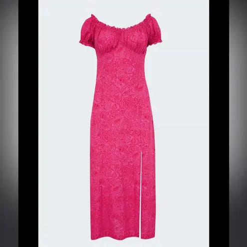 Natalie Martin Charlotte Midi Dress in Shangri La Print Raspberry