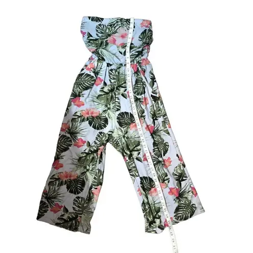 J for Justify floral hibiscus tropical halter wide leg jumper