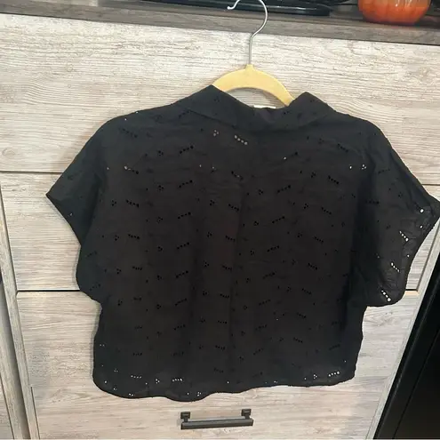 A New Day Women's Short Sleeve Eyelet Camp T-Shirt - ™ Black M