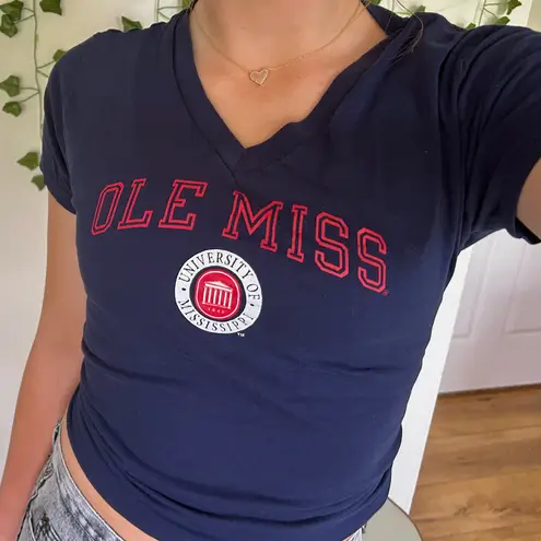 Russell Athletic Vintage University of Mississippi Ole Miss V-neck Baby Tee