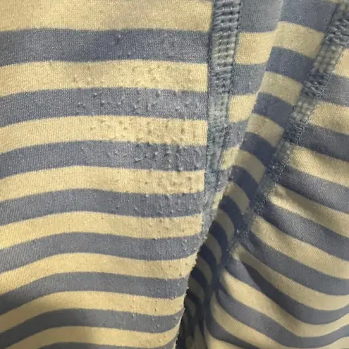 Coolibar Quarter Zip Rash Guard with Long Sleeves White And Blue Striped Small