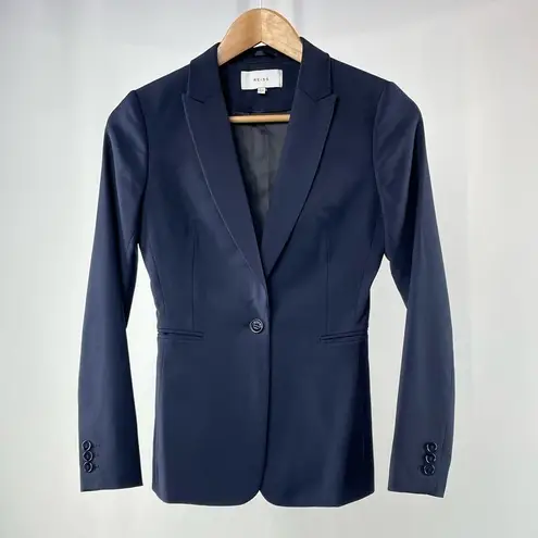 Reiss Indi Textured Tailored Jacket In Navy Size 0