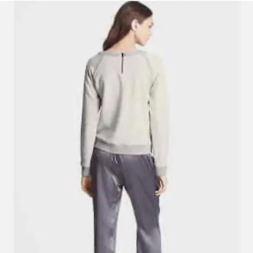 Haute Hippie Herringbone Sweatshirt Crystal Necklace Reverse Weave Sweater sz M