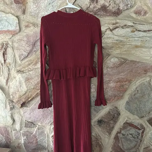 Commense Ruffle Slim Sweater Dress size XL Red
