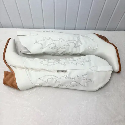 White Western Cowgirl Faux Leather Boots Size 5