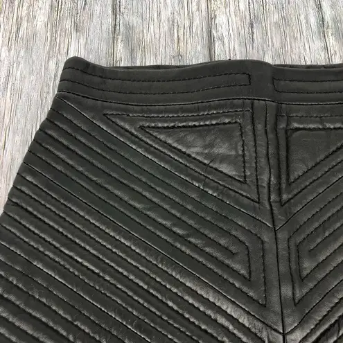 Prether Black Lambskin Leather Quilted Pencil Skirt size 6