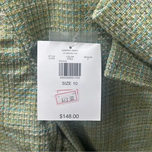 Deadstock VNT id/entity 'Garden' Metallic Fleck Greens Tweed Belted Blazer: 10 Green