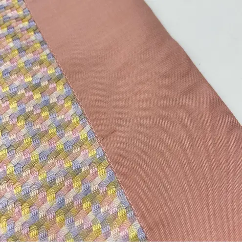 Jim Thompson Silk Scarf Woven Pastel 41" x 41" Pink Blue Yellow Green Border