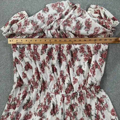 No Comment Floral Off Shoulder Romper Women 3X Crinkle Rose Shorts Elastic Waist
