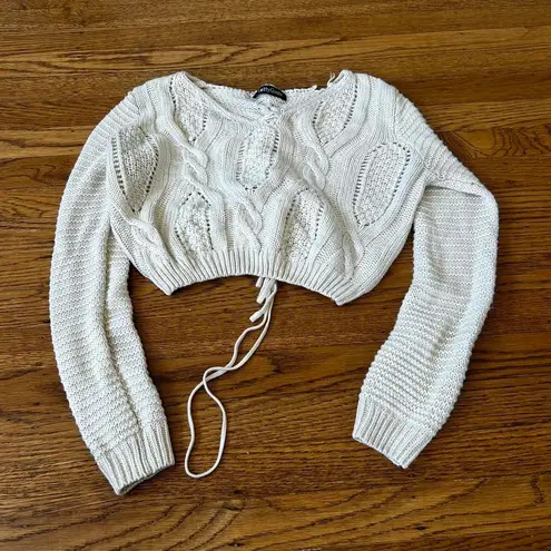 White cropped knit sweater