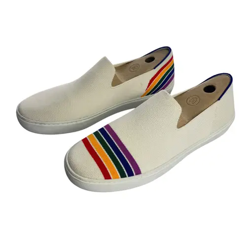 Rothy’s Women’s Pride SF Slip On White Sneaker Rainbow Size 10.5 LGBTQ Washable