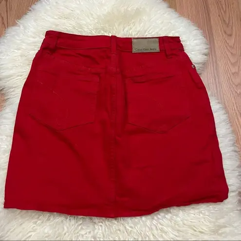 Calvin Klein Y2K Style CK  Tango Red Denim Mini Skirt 27