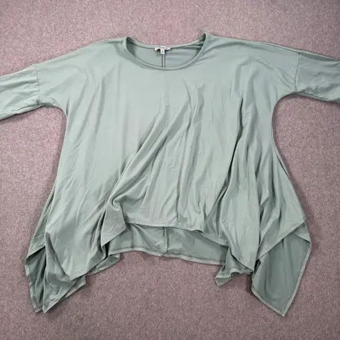 White Birch Handkerchief Hem Tunic Top Women's Medium Green Short Sleeve