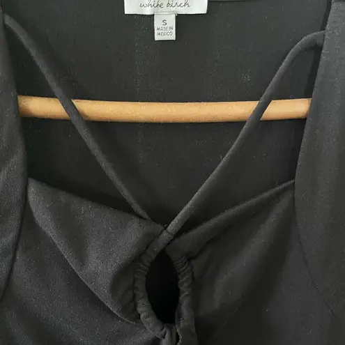 White Birch Bodysuit Women Small Cutout Strappy keyhole criss cross black casual