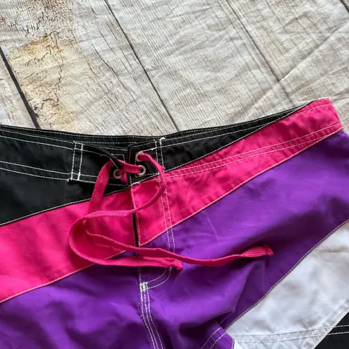 OP  Ocean Pacific Rainbow Colorful Patchwork Short Board Shorts Juniors L 11/13