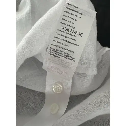 Joules Linen Shirt 8 White Floral Jeanne Print Lightweight Beach Lagenlook