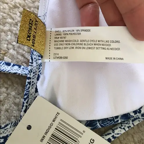 96degrees Blue White Tassel Tie Back Triangle Top Size L