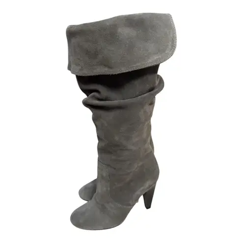 Steve Madden  Denvur Gray Suede Leather Slouch Boots Cone Heel Women’s Size 6