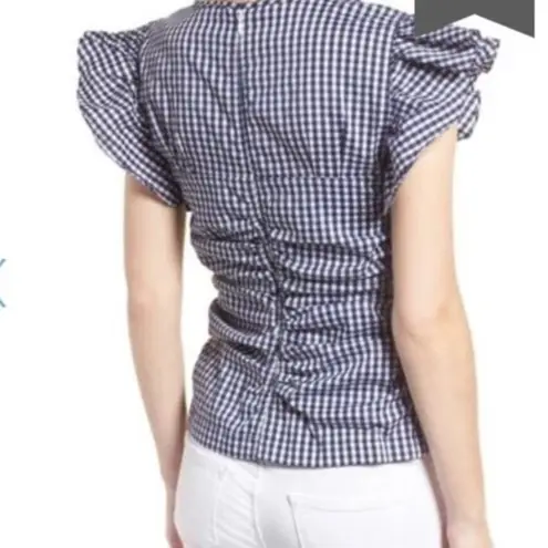 Chelsea28 🔵 SALE 3/$25 CHELSEA 28 GINGHAM RUCHED BLUE WHITE TOP XS