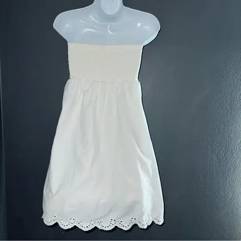 Xhilaration ivory White Eyelet Strapless Mini Sundress Dress Womens Large