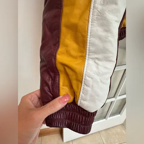 Vintage Retro Washington Redskins Leather Jacket Embroidered 70’s 80’s Size XL Red