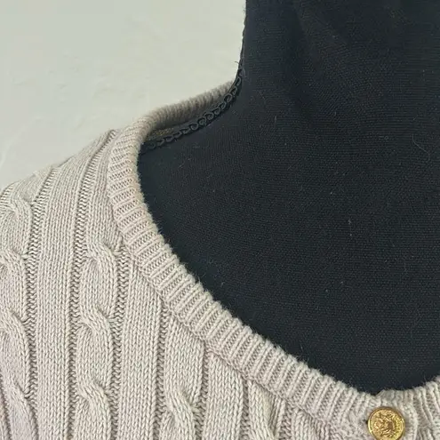 Adrienne Vittadini Cream and Gold Ribbed Cardigan Sweater