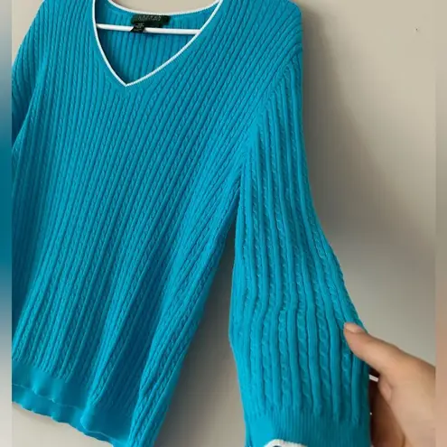 Ralph Lauren Blue Cable Knit V