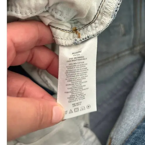 RE/DONE High Rise Ankle Crop Jeans In Bright Faded Blue Size 28