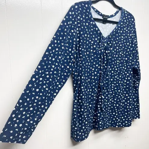 Justify Womens Floral Top 3X Lace Up Soft Stretch Casual Workwear Spring