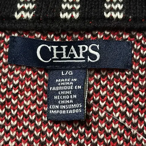 CHAPS  women’s size large holiday sleeveless vest black red white plaid full zip