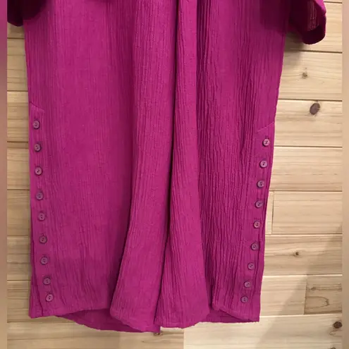 Soft Surroundings XL Magenta Oceo Tunic Wide Leg Gauze Textured Set Lagenlook