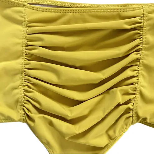 Kortni Jeane ⭐️ mustard yellow ruched front high waisted swim bottoms size small