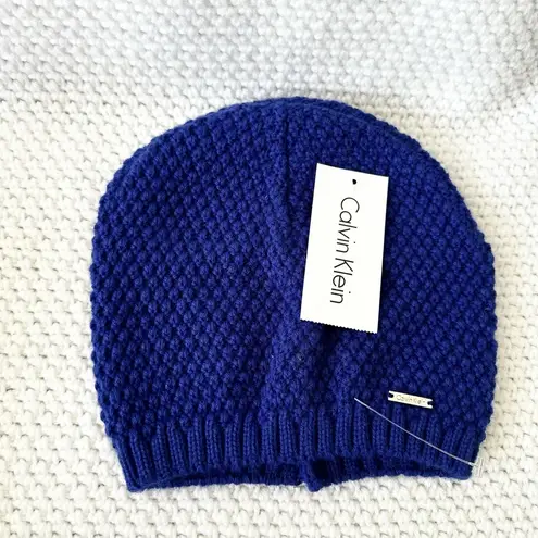 Calvin Klein  Bold Blue 3 Piece Hat Scarf Gloves Textured Sweater Knit Set New