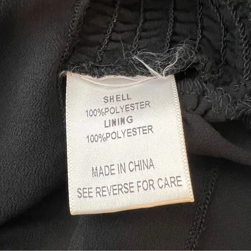 Lucy Paris Size XS Black Sheer Long Sleeve Faux Button Front V-Neck Ruffle Hem