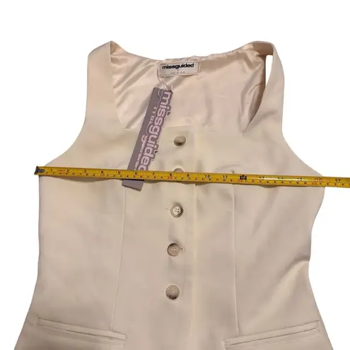 Missguided Misguided Size S Sleeveless Vest & Mini Skirt 2PC Set Cream Beige Preppy NWT