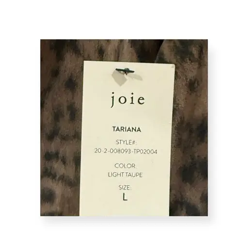 Joie new  𒀭 aso TV Tariana Long Sleeve Silk Leopard Print Top 𒀭 Light Taupe 𒀭 L