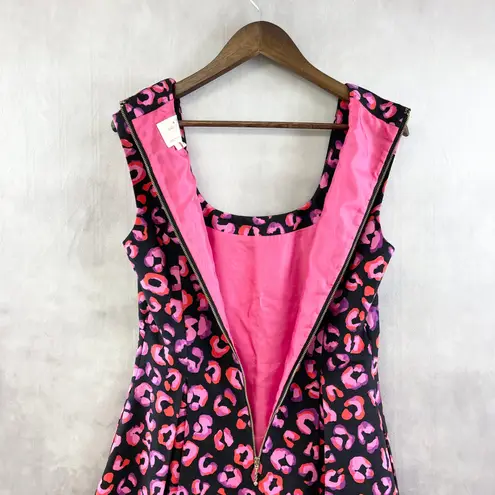 Kate Spade Womens Dress Size 6 Leopard Fit Flare Preppy Party Kimi Valentines Black
