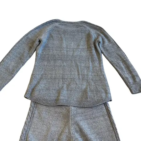 P.J. Salvage Two Piece Loungewear Set Grey Fuzzy Sweater Jogger Pants Size Small Gray